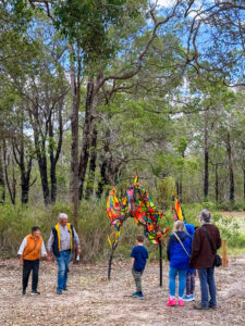 Walking around John Greeuw's Painted Sticks Two- 2025 Art in the Porongurup